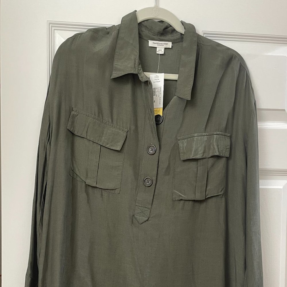 Beach Lunch Lounge 3/4 Sleeve Tencel Shirt Dress